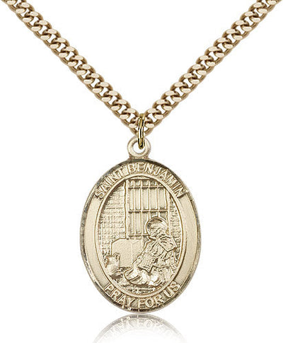 St Benjamin Medal Necklace, gold-filled, Bliss Manufacturing