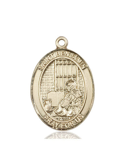 St Benjamin Medal Necklace, 14kt gold, Bliss Manufacturing