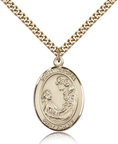 St Cecilia Medal Necklace, gold-filled, Bliss Manufacturing