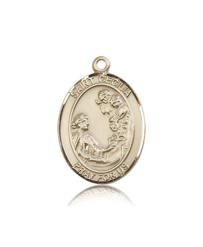 St Cecilia Medal Necklace, 14kt gold, Bliss Manufacturing