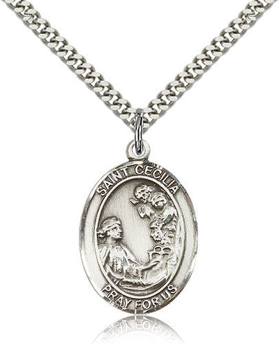 St Cecilia Medal Necklace, pewter / sterling silver / gold-filled, Bliss Manufacturing