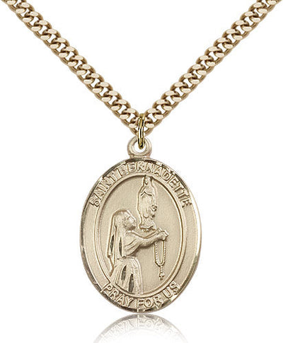 St Bernadette Medal Necklace, gold-filled, Bliss Manufacturing