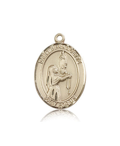 St Bernadette Medal Necklace, 14kt gold, Bliss Manufacturing