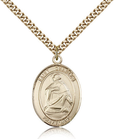 St Charles Borromeo Medal Necklace, gold-filled, Bliss Manufacturing