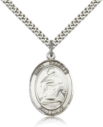 St Charles Borromeo Medal Necklace, pewter / sterling silver / gold-filled, Bliss Manufacturing