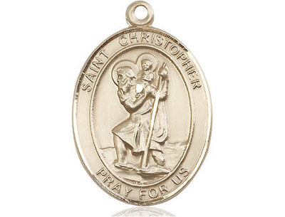 St Christopher EMT Catholic Patron Saint Medal, 14kt gold, Bliss Manufacturing