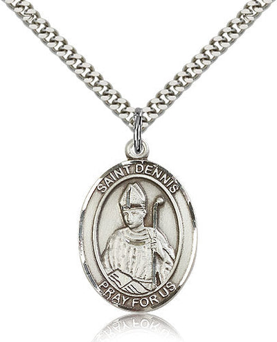 St Dennis Medal Necklace, pewter / sterling silver / gold-filled, Bliss Manufacturing