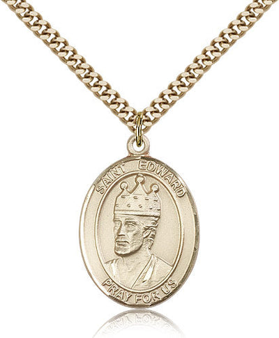 St Edward the Confessor Medal Necklace, gold-filled, Bliss Manufacturing