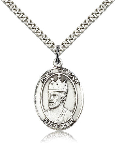 St Edward the Confessor Medal Necklace, pewter / sterling silver / gold-filled, Bliss Manufacturing