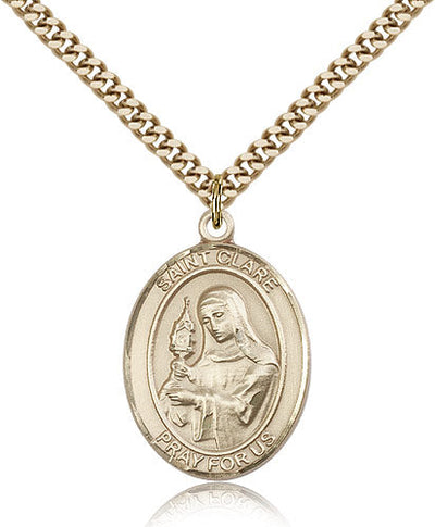 St Clare of Assisi Medal Necklace, gold-filled, Bliss Manufacturing