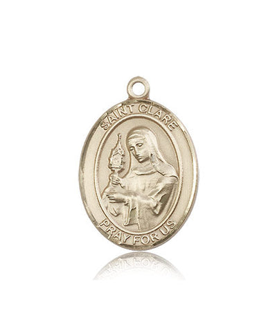 St Clare of Assisi Medal Necklace, 14kt gold, Bliss Manufacturing
