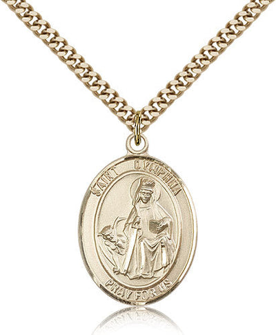 St Dymphna Medal Necklace, gold-filled, Bliss Manufacturing