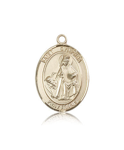 St Dymphna Medal Necklace, 14kt gold, Bliss Manufacturing