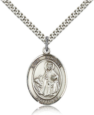 St Dymphna Medal Necklace, pewter / sterling silver / gold-filled, Bliss Manufacturing