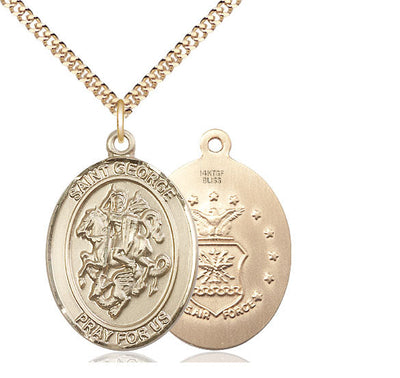St. George & Air Force Catholic Patron Saint Medal, pewter / sterling silver / gold-filled (view 3), Bliss Manufacturing