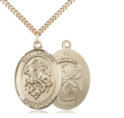 St. George & National Guard Catholic Patron Saint Medal, pewter / sterling silver / gold-filled (view 3), Bliss Manufacturing