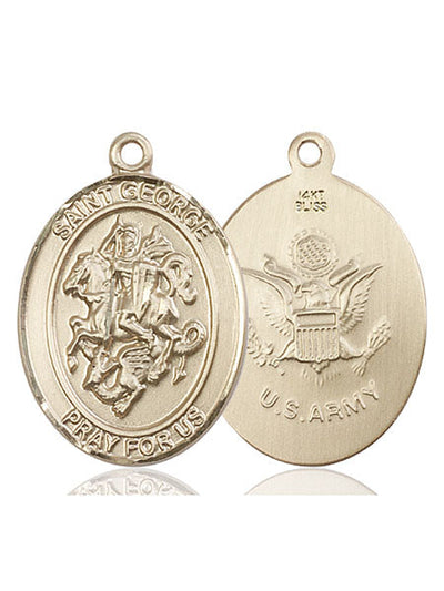 St. George & Army Catholic Patron Saint Medal, pewter / sterling silver / gold-filled (view 3), Bliss Manufacturing