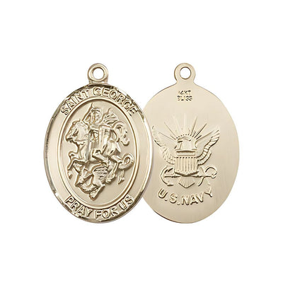 St. George and U.S. Navy Emblem 14kt Gold Medal, 1-inch, Bliss Manufacturing