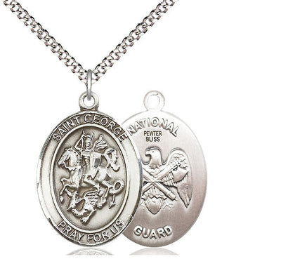 St. George & National Guard Catholic Patron Saint Medal, pewter / sterling silver / gold-filled, Bliss Manufacturing