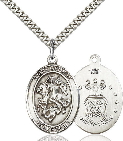 St. George & Air Force Catholic Patron Saint Medal, pewter / sterling silver / gold-filled, Bliss Manufacturing