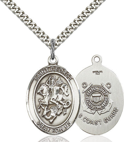 St. George & Coast Guard Catholic Patron Saint Medal, pewter / sterling silver / gold-filled (view 2), Bliss Manufacturing