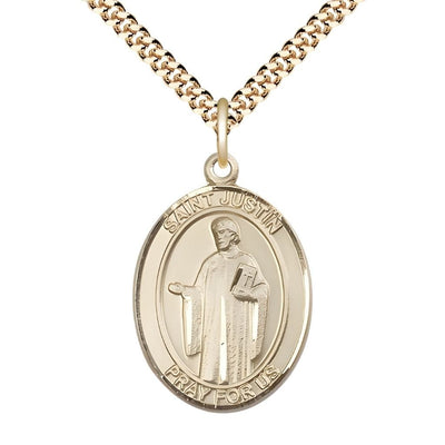 St Justin Medal Necklace, gold-filled, Bliss Manufacturing