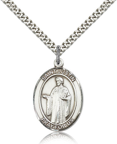 Bliss St Justin Catholic Patron Saint Medal