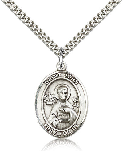 St John the Apostle Medal Necklace, pewter / sterling silver / gold-filled, Bliss Manufacturing