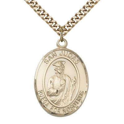 San Judas 14kt Gold-filled Medal Necklace with 24" Gold-plated Chain, Bliss Manufacturing