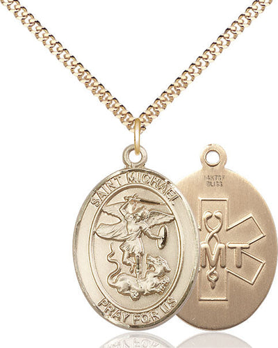 St Michael EMT Catholic Patron Saint Medal, pewter / sterling silver / gold-filled (view 4), Bliss Manufacturing