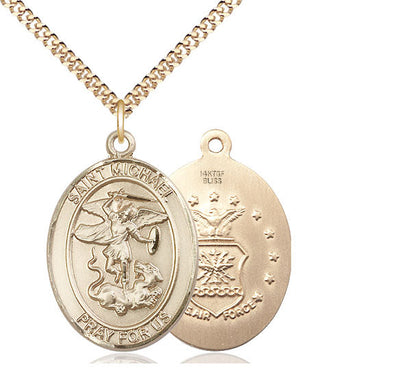 St. Michael & Air Force Catholic Patron Saint Medal, pewter / sterling silver / gold-filled (view 3), Bliss Manufacturing