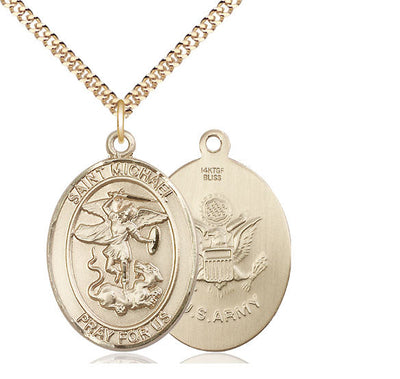 St. Michael & Army Catholic Patron Saint Medal, pewter / sterling silver / gold-filled (view 3), Bliss Manufacturing