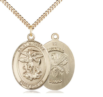 St. Michael & National Guard Catholic Patron Saint Medal, pewter / sterling silver / gold-filled (view 3), Bliss Manufacturing