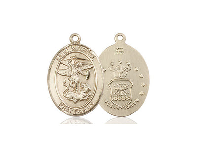 St. Michael & Air Force Catholic Patron Saint Medal, pewter / sterling silver / gold-filled (view 4), Bliss Manufacturing