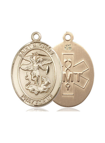 St Michael EMT Catholic Patron Saint Medal, pewter / sterling silver / gold-filled (view 2), Bliss Manufacturing