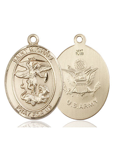 St. Michael & Army Catholic Patron Saint Medal, pewter / sterling silver / gold-filled (view 4), Bliss Manufacturing