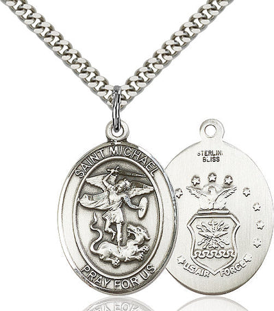 St. Michael & Air Force Catholic Patron Saint Medal, pewter / sterling silver / gold-filled, Bliss Manufacturing