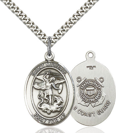 St. Michael & Coast Guard Catholic Patron Saint Medal, pewter / sterling silver / gold-filled (view 2), Bliss Manufacturing