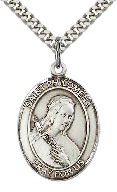 St Philomena Catholic Saint Medal, pewter / sterling silver / gold-filled, Bliss Manufacturing