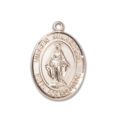 Spanish Virgen Milagrosa Catholic 14kt Gold Medal, Bliss Manufacturing