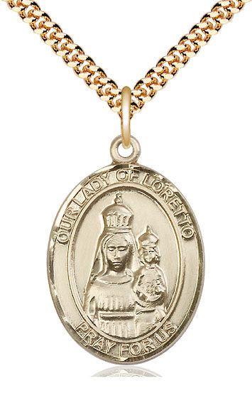 Our Lady of Loretto Catholic Patron Saint Medal, gold-filled, Bliss Manufacturing