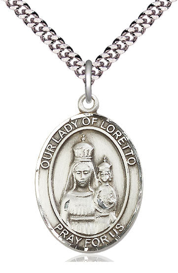 Our Lady of Loretto Catholic Patron Saint Medal, pewter / sterling silver / gold-filled, Bliss Manufacturing