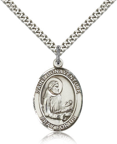 St Bonaventure Medal Necklace, pewter / sterling silver / gold-filled, Bliss Manufacturing