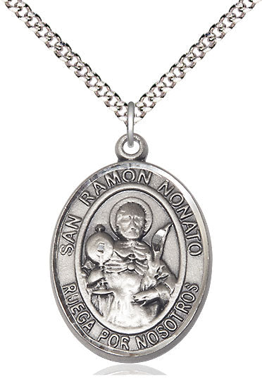 Spanish San Ramon Nonato Medal Necklace, pewter / sterling silver / gold-filled (view 4), Bliss Manufacturing