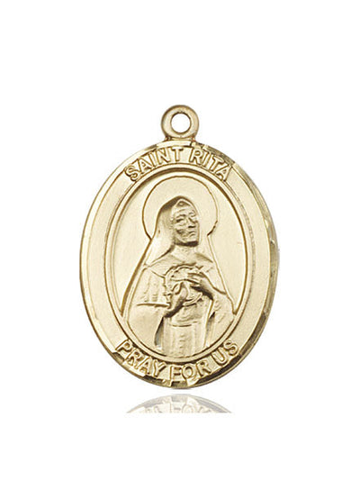 St Rita of Cascia Medal Necklace, 14kt gold, Bliss Manufacturing