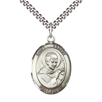 St. Robert Bellarmine Sterling Silver Medal Necklace, Large 1-Inch, Bliss Manufacturing