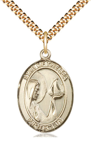 Our Lady Star of the Sea Catholic Patron Saint Medal, gold-filled, Bliss Manufacturing