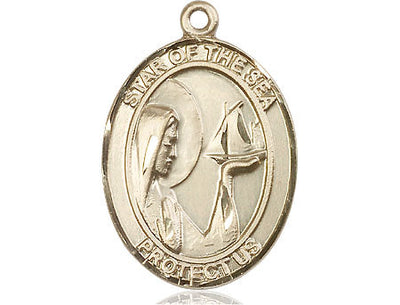 Our Lady Star of the Sea Catholic Patron Saint Medal, 14kt gold, Bliss Manufacturing