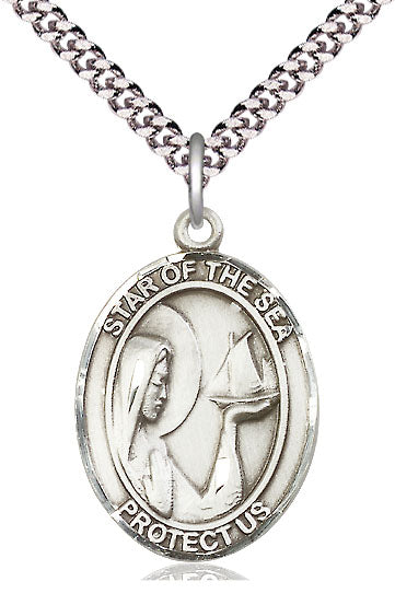 Our Lady Star of the Sea Catholic Patron Saint Medal, pewter / sterling silver / gold-filled, Bliss Manufacturing