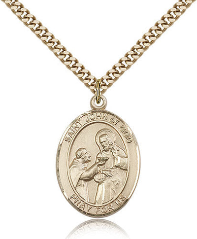 St John of God Medal Necklace, gold-filled, Bliss Manufacturing
